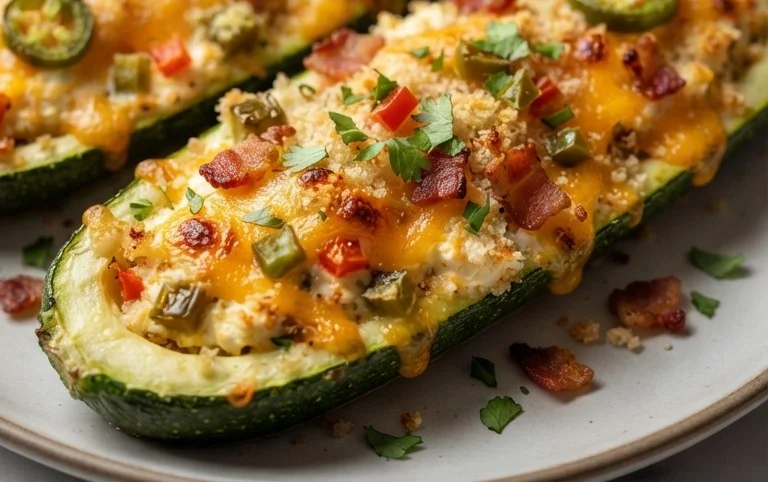 Jalapeno Popper Zucchini Boats