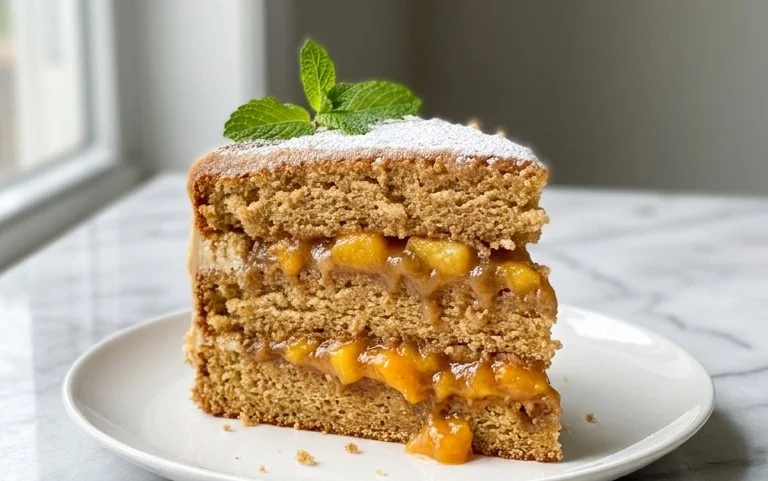 Brown Sugar Layer Cake with Peach Filling