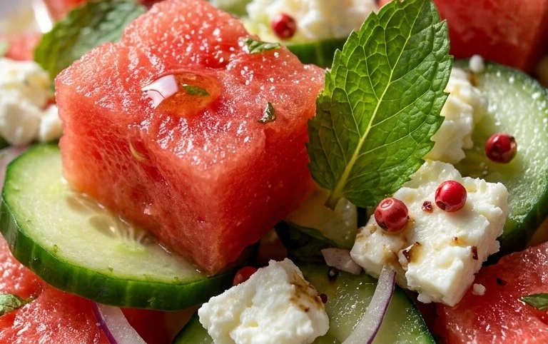 Watermelon Salad with Cucumber and Feta