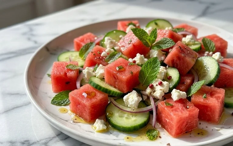 Watermelon Salad with Cucumber and Feta
