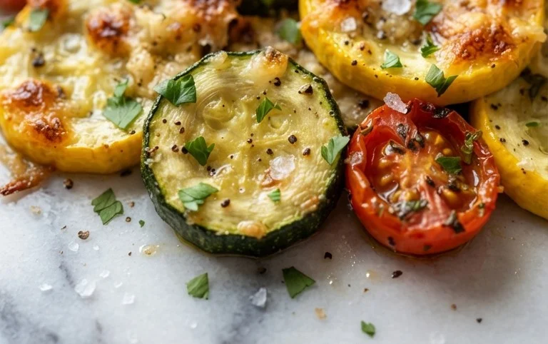 Roasted Garlic-Parmesan Zucchini, Squash and Tomatoes