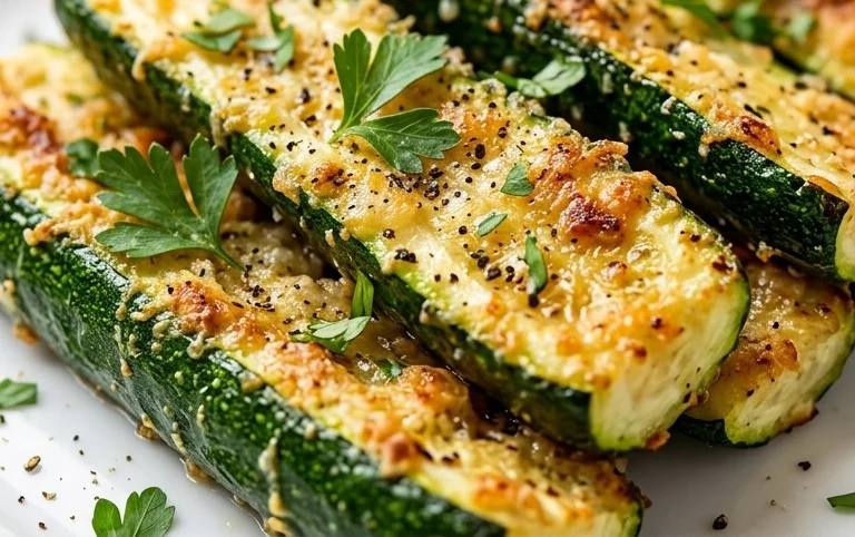Irresistibly Crunchy Garlic Parmesan Roasted Zucchini
