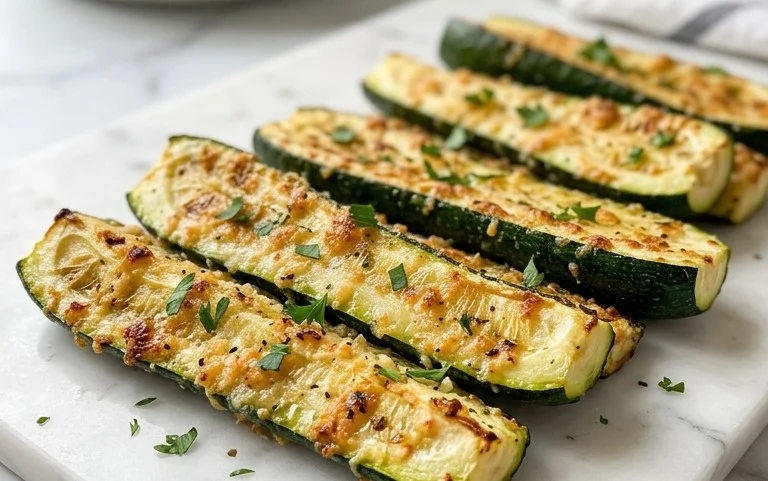 Irresistibly Crunchy Garlic Parmesan Roasted Zucchini