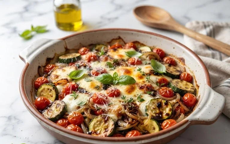 Balsamic Zucchini Tomato Bake