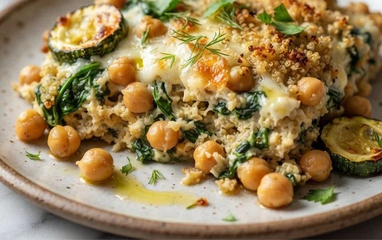 Spinach Zucchini Chickpea Bake