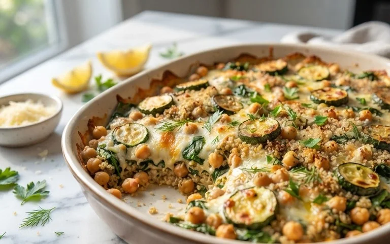 Spinach Zucchini Chickpea Bake